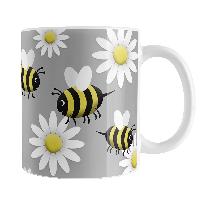 trendy insulated coffee mugs -Happy Bee and Daisy Pattern Mug