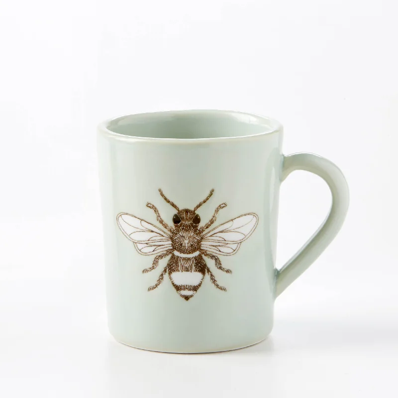 cute mugs for Christmas -Large Mug: Celadon Bee