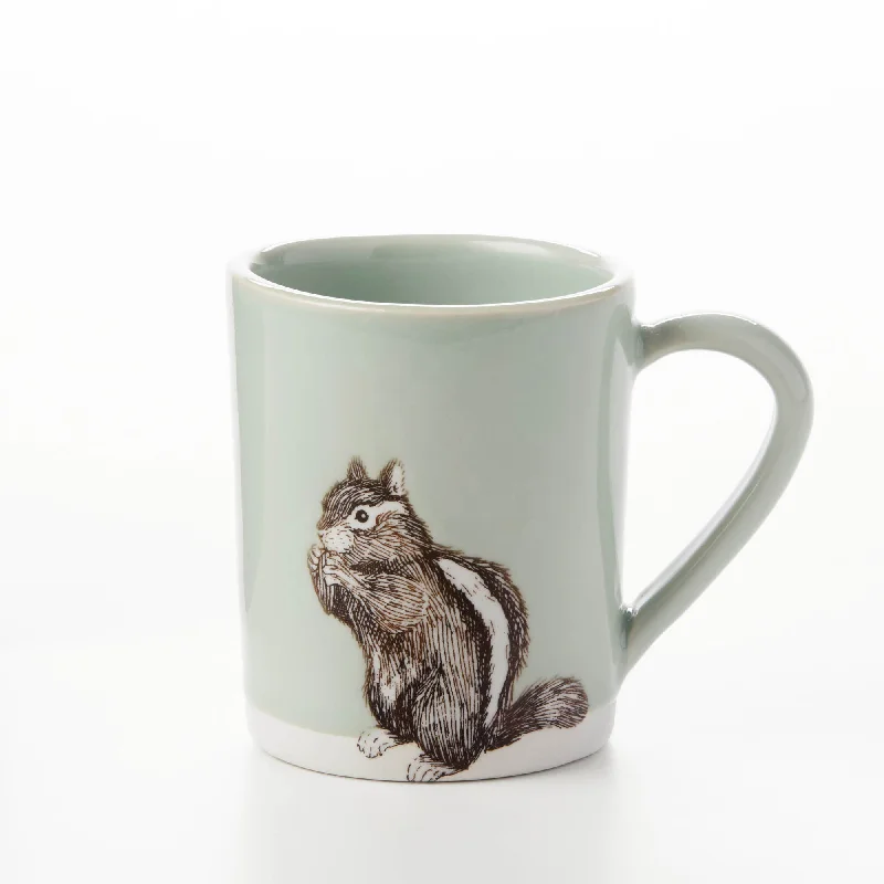 glass coffee tumblers -Large Mug: Celadon Chipmunk