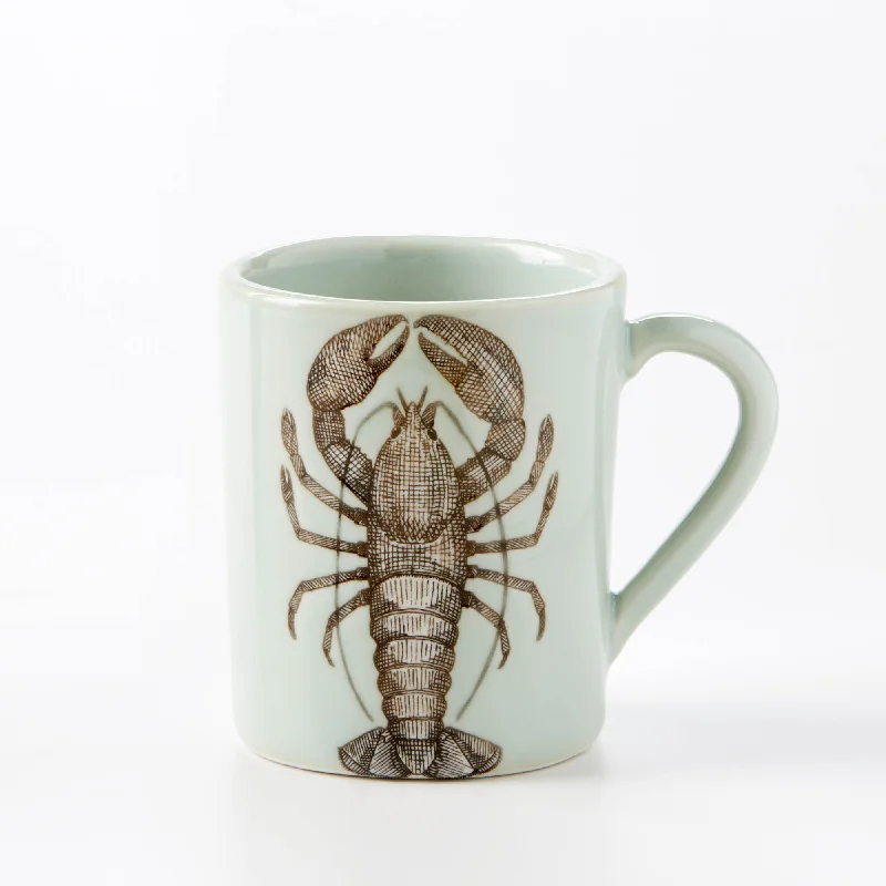 funny ceramic coffee cups -Large Mug: Celadon Lobster