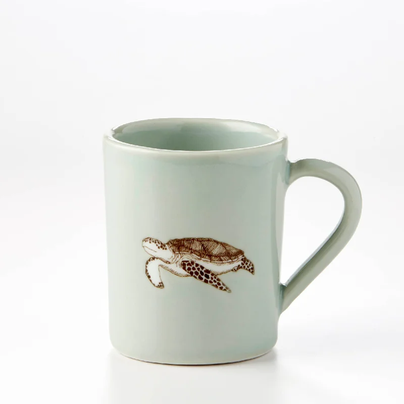 large personalized coffee cups -Large Mug: Celadon Sea Turtle