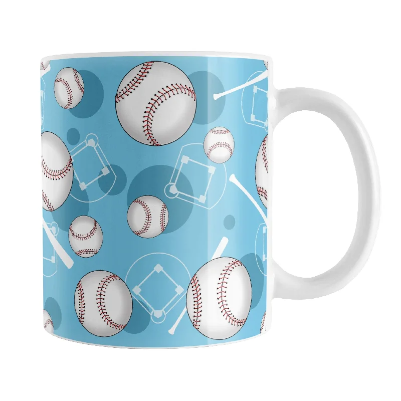 colorful ceramic mugs -Light Blue Baseball Pattern Mug