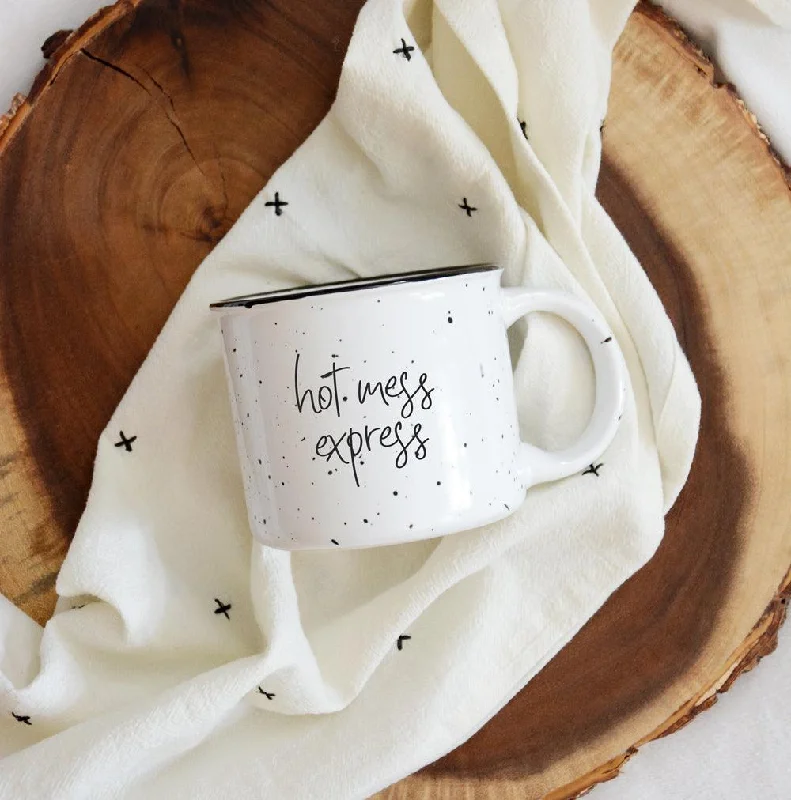 tea mugs with funny sayings -Hot Mess Express Black Rim