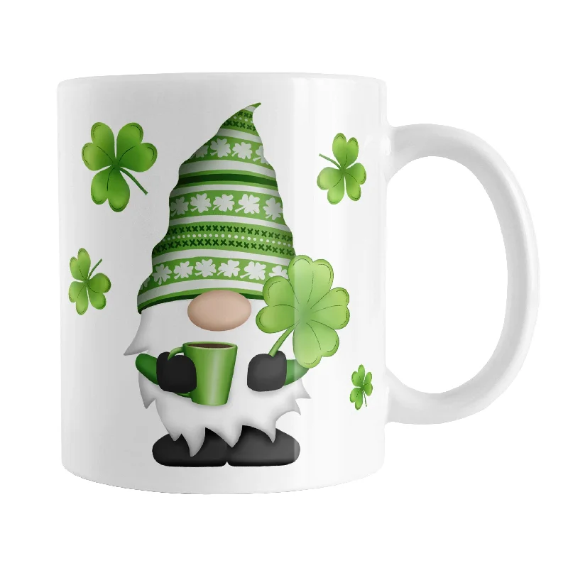 travel mugs with personal design -Lucky Clover Gnome Mug