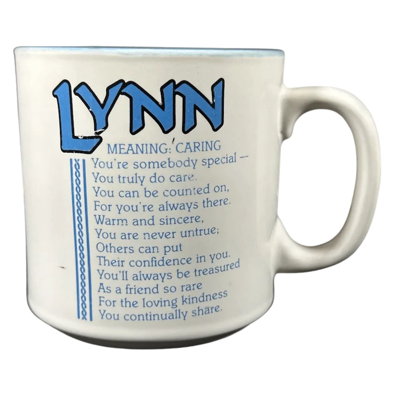 personalized gift mugs -LYNN Poetry Name Blue Interior Mug Papel