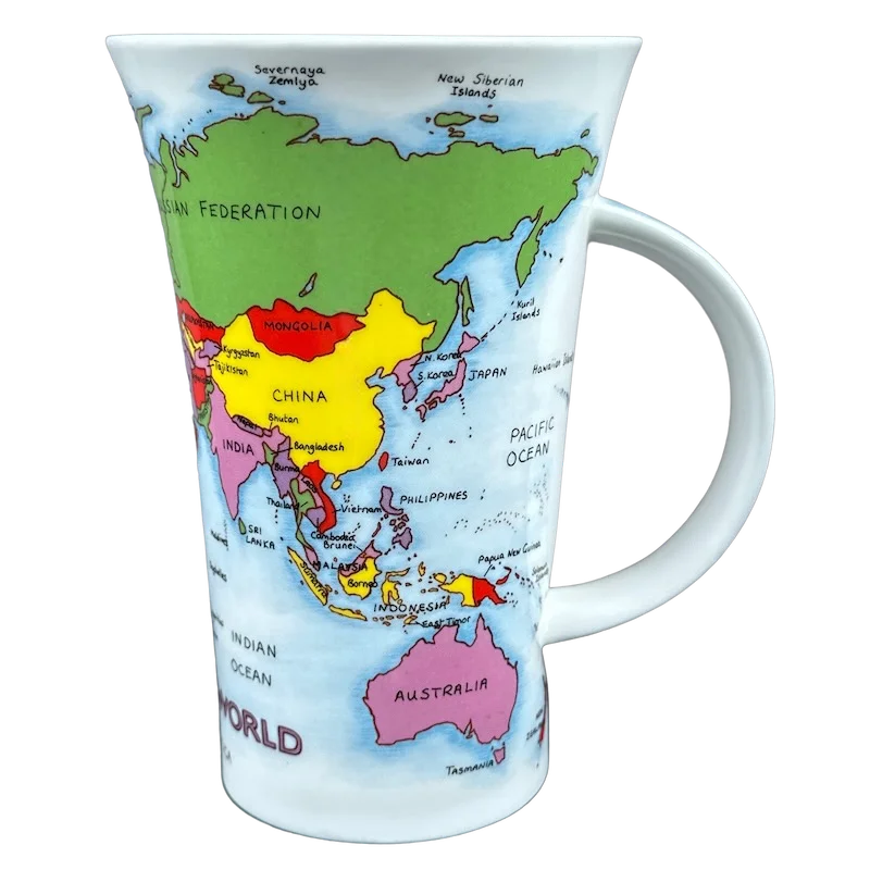 gift coffee mugs for birthdays -Map Of The World Jackie Reynolds Mug Dunoon