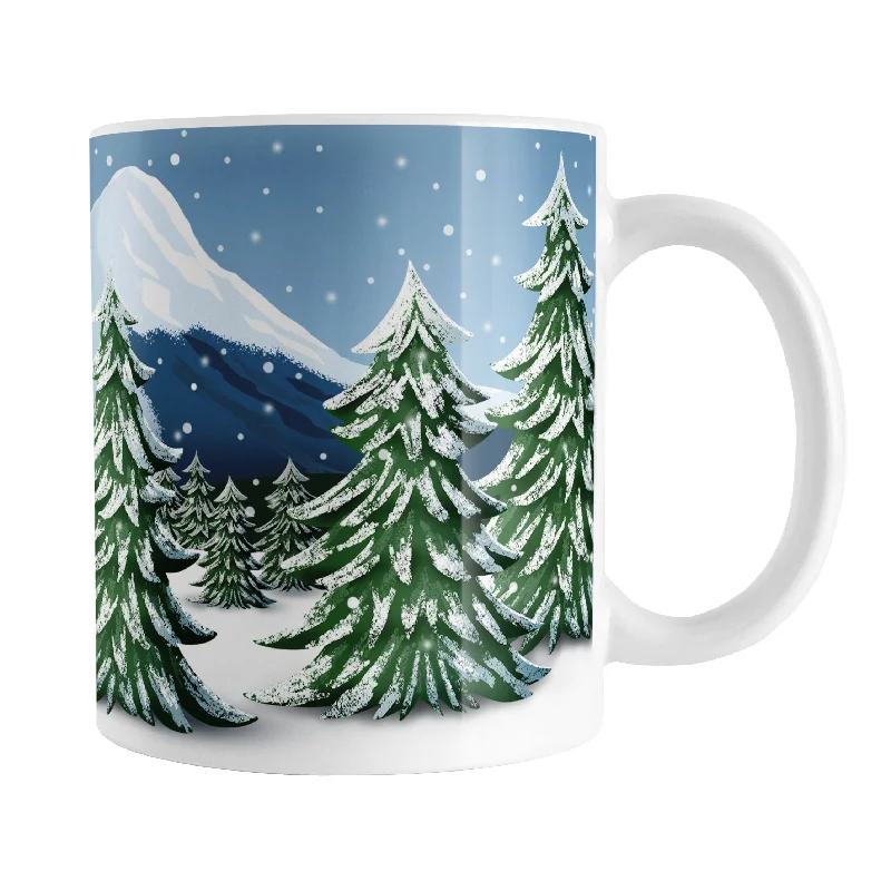 insulated mugs with handle -Outdoors Winter Trees Scene Mug