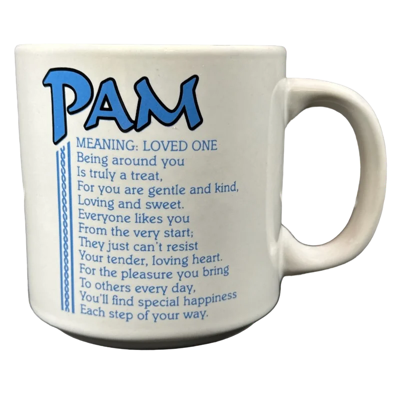 funny tea mugs for gifts -PAM Poetry Name Blue Interior Mug Papel