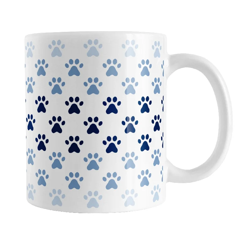 coffee cups for gifts -Paw Prints in Blue Mug