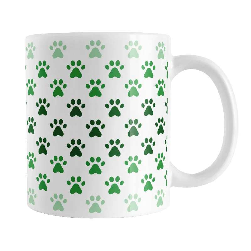 personalized glass mugs -Paw Prints in Green Mug