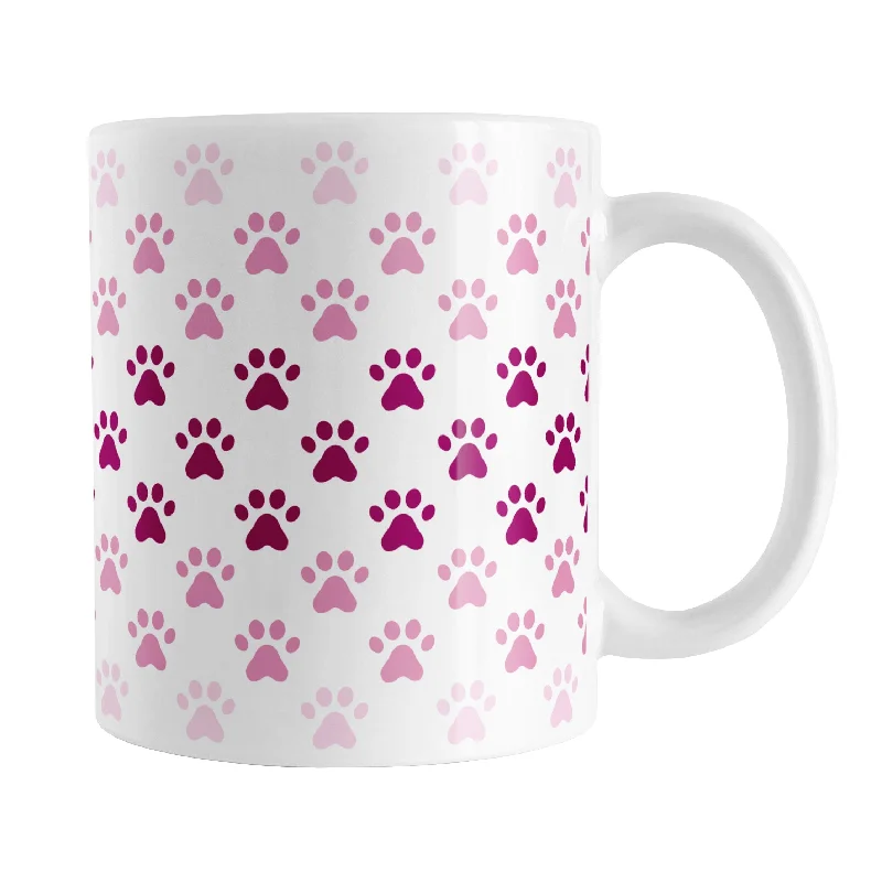 unique coffee cups with quotes -Paw Prints in Pink Mug