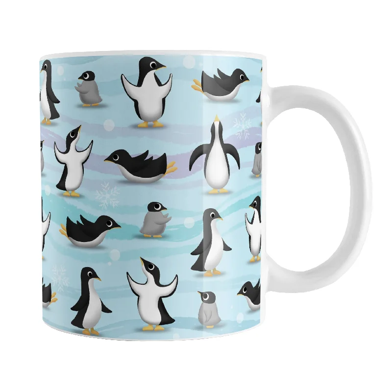 trendy insulated coffee mugs -Penguin Parade Pattern Mug