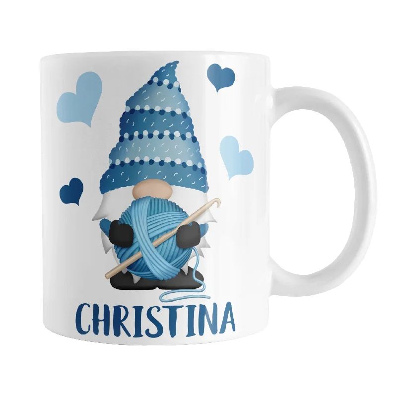 wooden coffee cups -Personalized Blue Crochet Gnome Mug