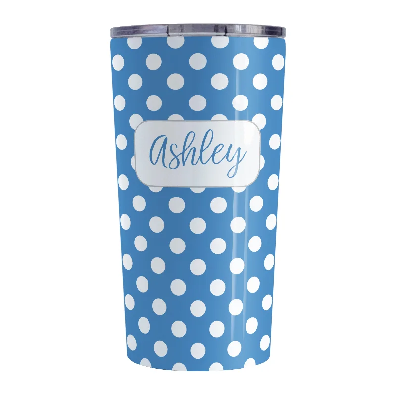 best insulated mugs -Personalized Blue Polka Dot Tumbler Cup