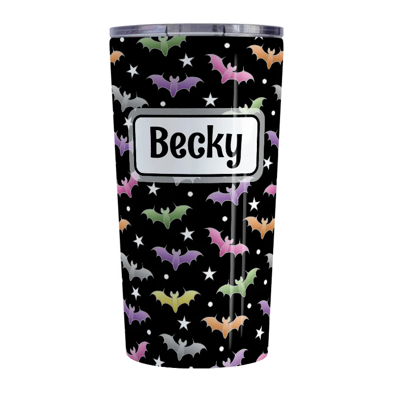 coffee cups with cute sayings -Personalized Colorful Bats Tumbler Cup