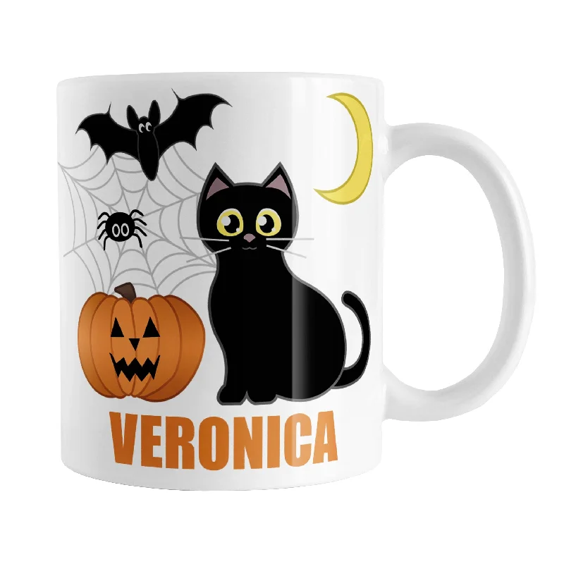 custom funny coffee mugs -Personalized Cute Black Cat Halloween Mug