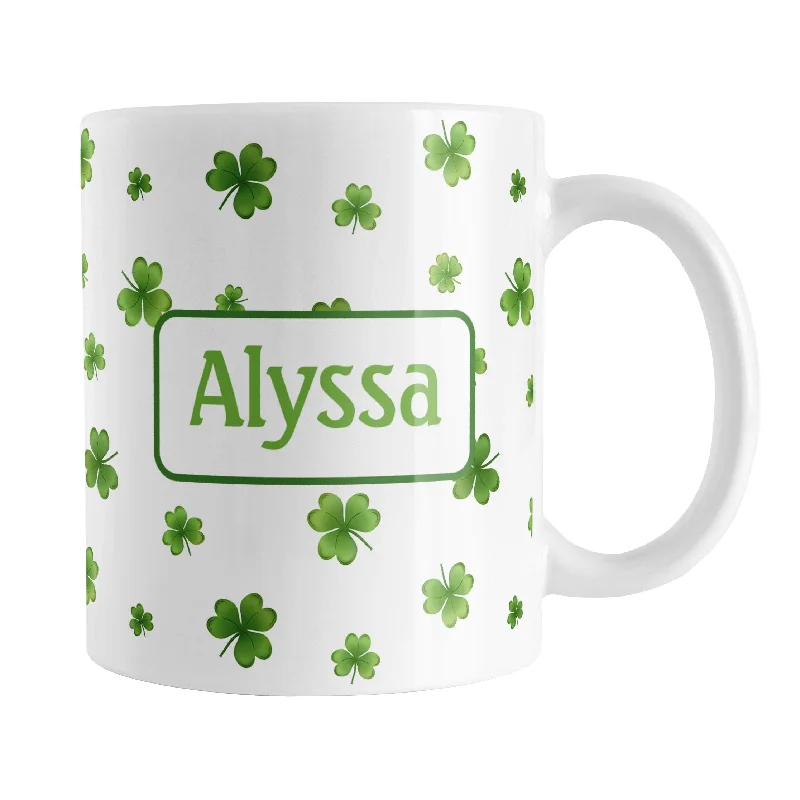 trendy coffee cups -Personalized Dainty Shamrocks and Clovers Mug