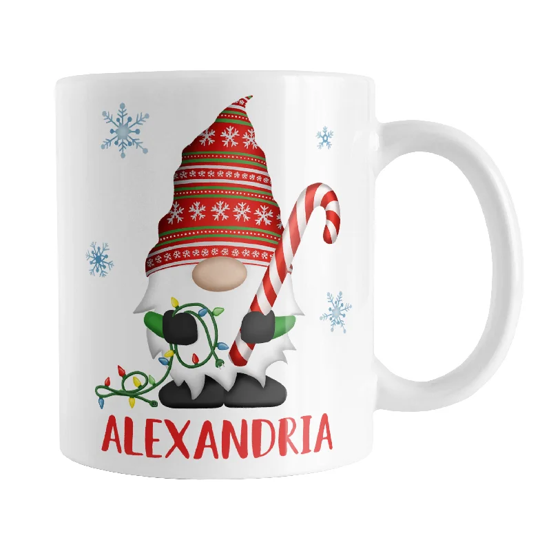 custom wedding coffee mugs -Personalized Holiday Candy Cane Gnome Mug