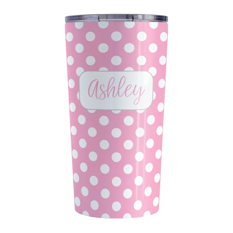 clear tea cups with quotes -Personalized Pink Polka Dot Tumbler Cup