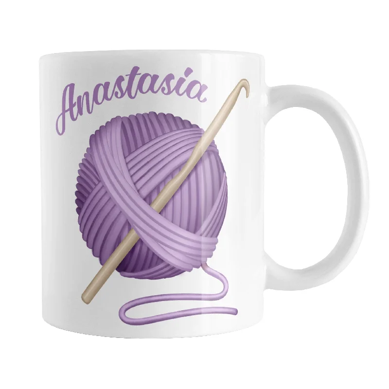 personalized insulated coffee mugs -Personalized Purple Crochet Yarn Mug