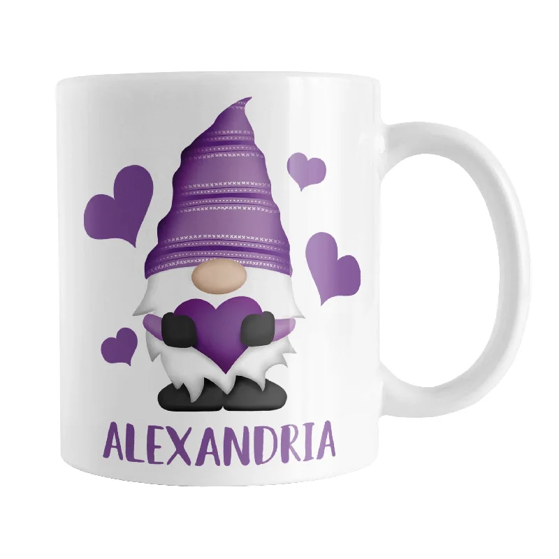 custom cups for gifts -Personalized Purple Heart Gnome Mug