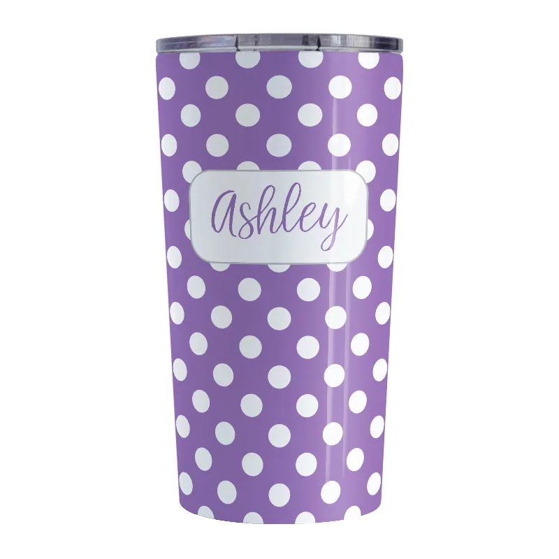 tea cups with saucer -Personalized Purple Polka Dot Tumbler Cup