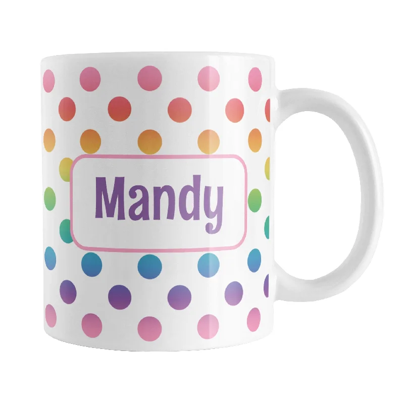 cute coffee cups with quotes -Personalized Rainbow Polka Dots Mug