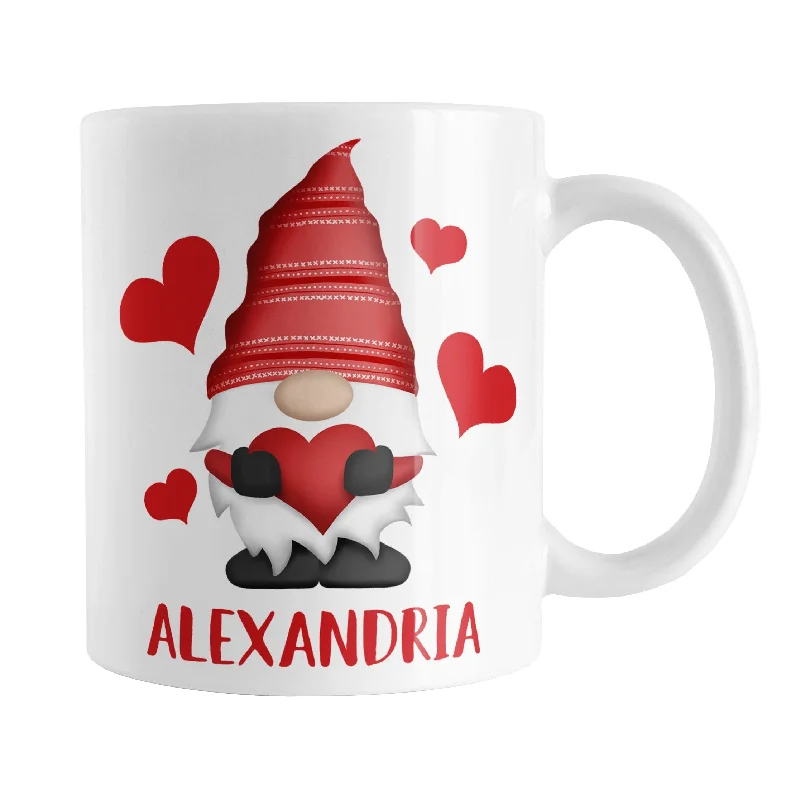 eco friendly mugs -Personalized Red Heart Gnome Mug