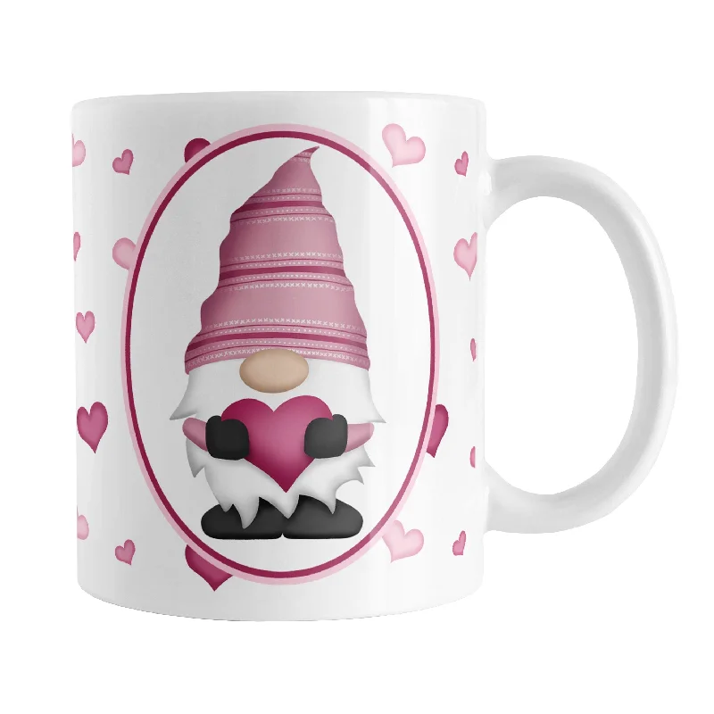 unique travel mugs -Pink Gnome Dainty Hearts Mug