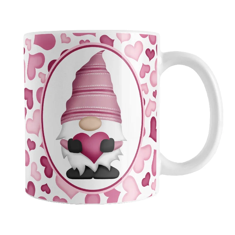 glass travel mugs -Pink Gnome Hearts Mug