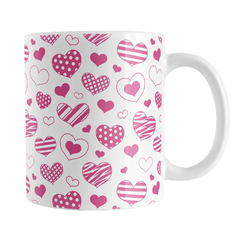 personalized travel tea mugs -Pink Heart Doodles Mug