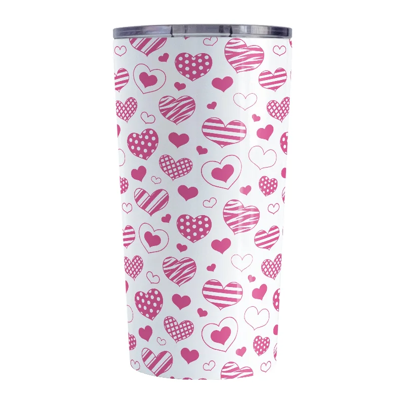 cool tea mugs -Pink Heart Doodles Tumbler Cup