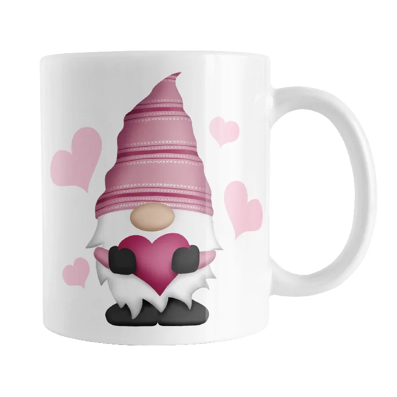 colorful tea mugs -Pink Heart Gnome Mug