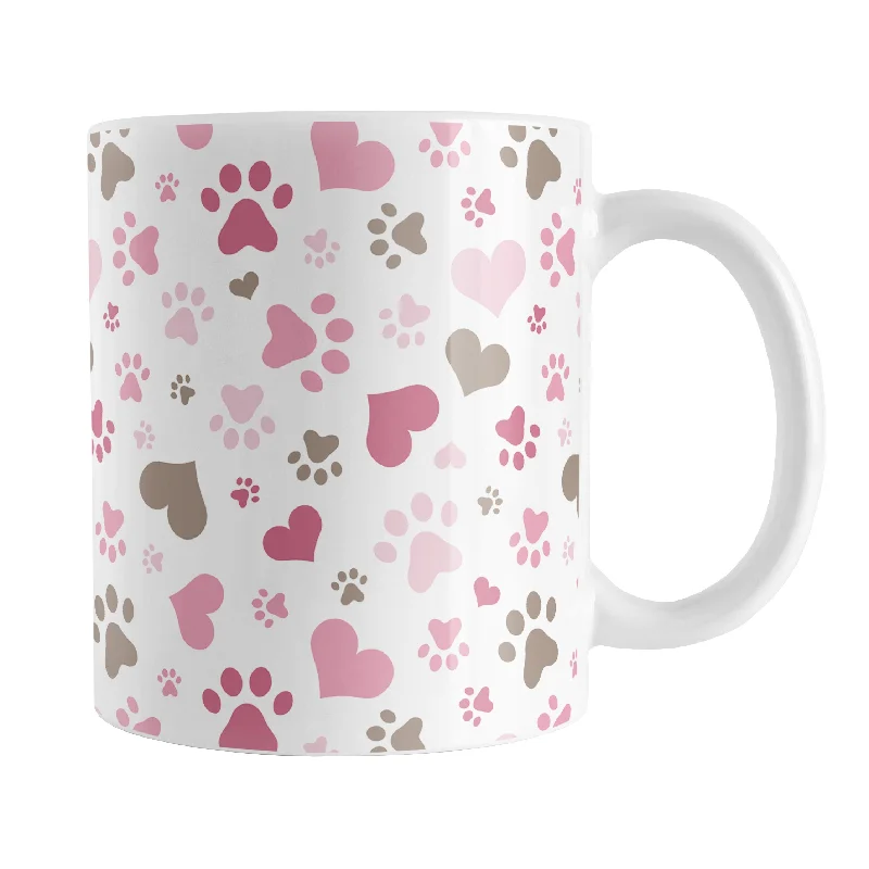 custom photo coffee cups -Pink Hearts and Paw Prints Mug