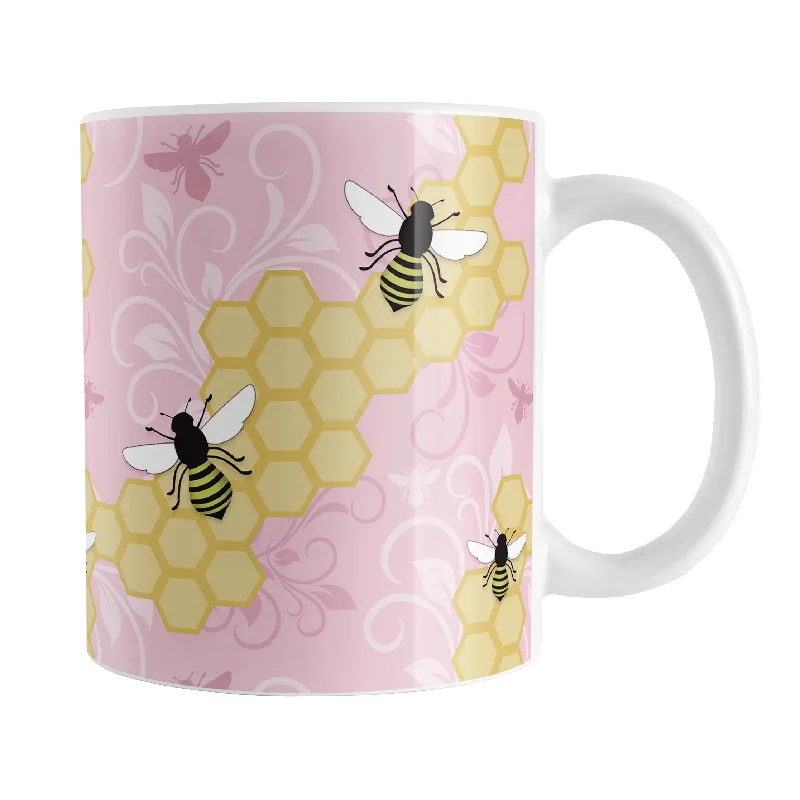 insulated cups for travel -Pink Honeycomb Bee Mug