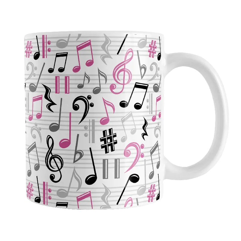 custom tea cups for wedding -Pink Music Notes Pattern Mug