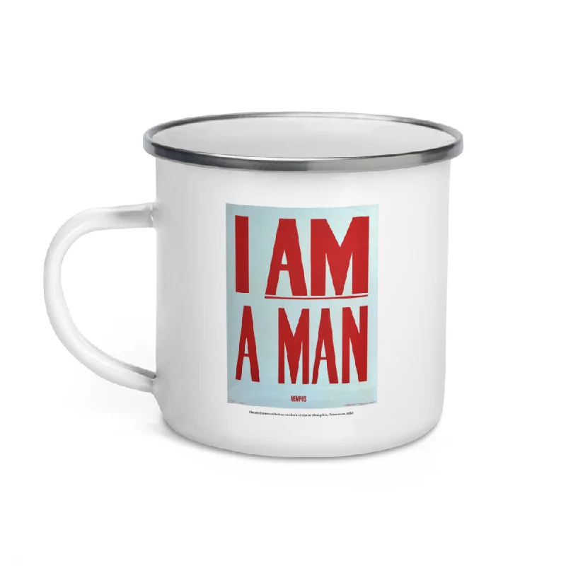 vintage coffee mugs -Placard from sanitation worker's strike in Memphis, Tennessee, 1968 (enamel mug)