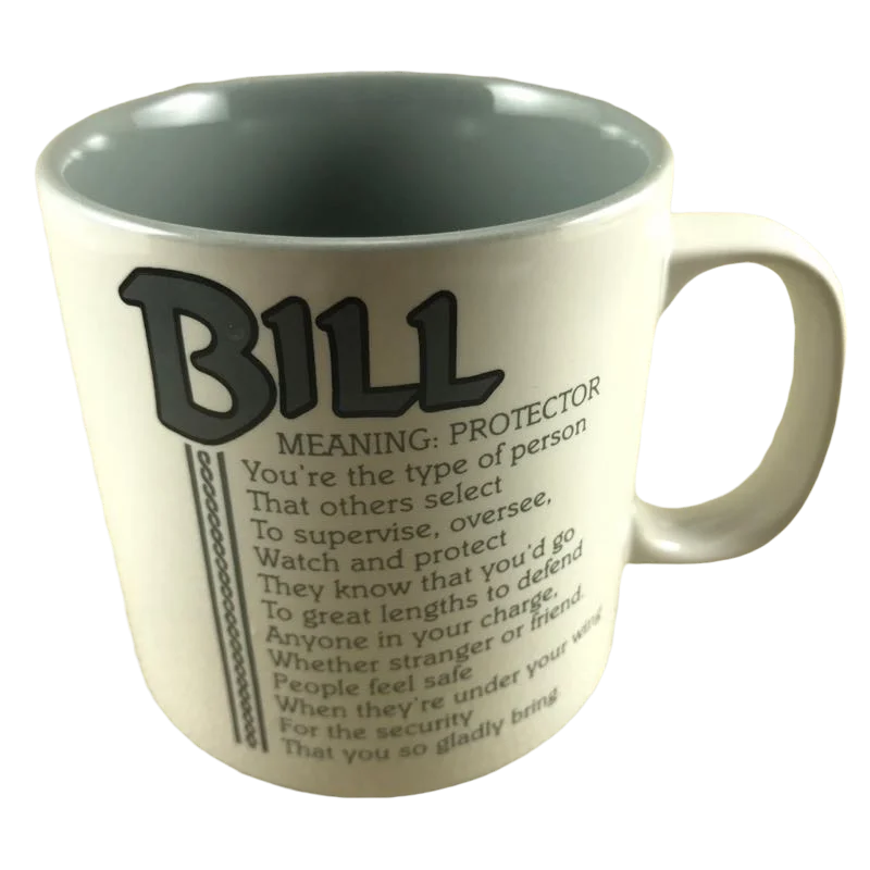 cute personalized coffee cups -BILL Poetry Name Gray Interior Mug Papel