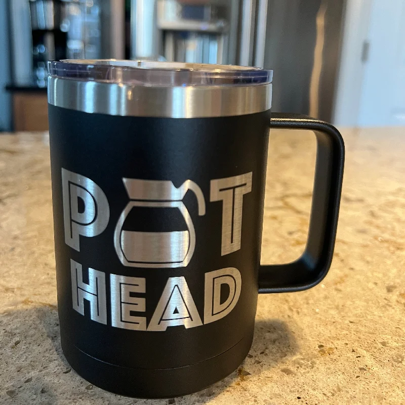 cute coffee cups with designs -Pot Head Coffee Mug 15 ounce Stainless Steel Insulated