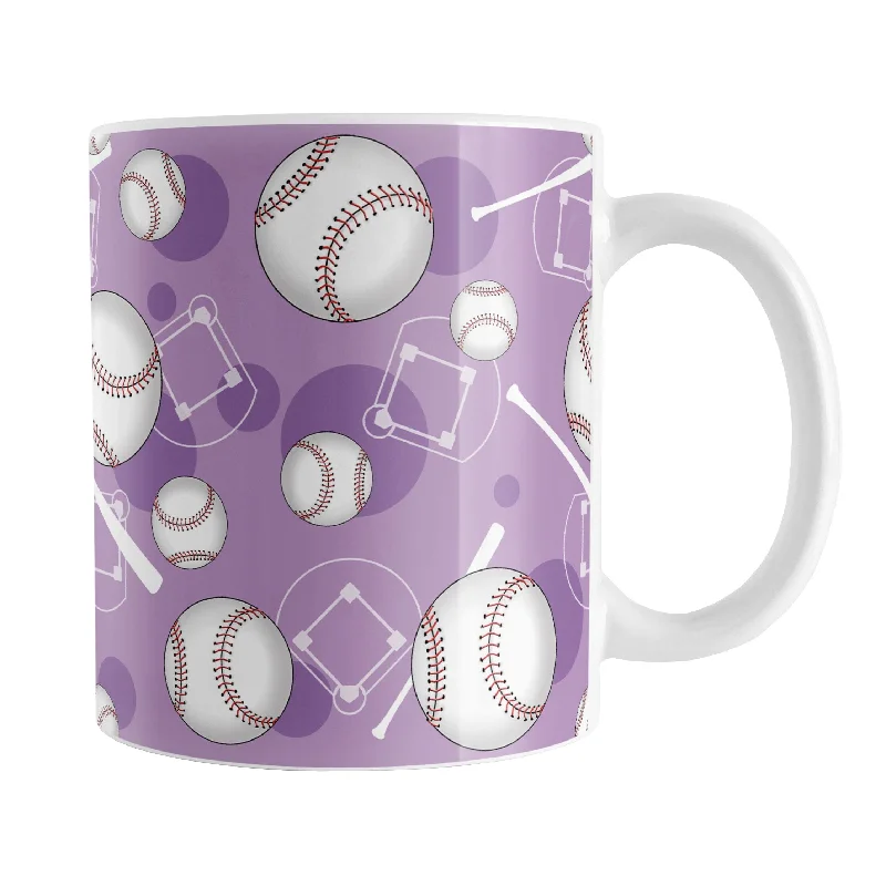 unique coffee cups -Purple Baseball Pattern Mug