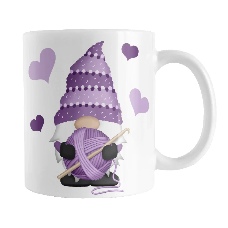 high quality personalized mugs -Purple Crochet Gnome Mug