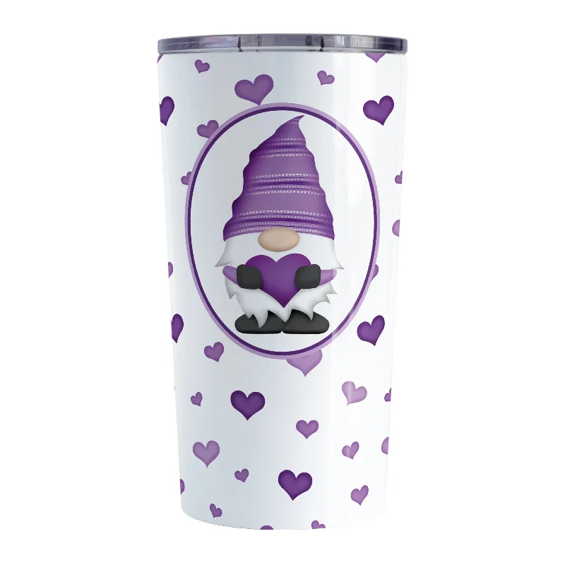 custom coffee mugs with logo -Purple Gnome Dainty Hearts Tumbler Cup