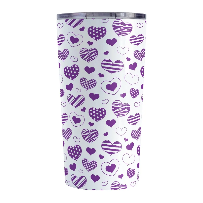 cute tea cups for gifts -Purple Heart Doodles Tumbler Cup