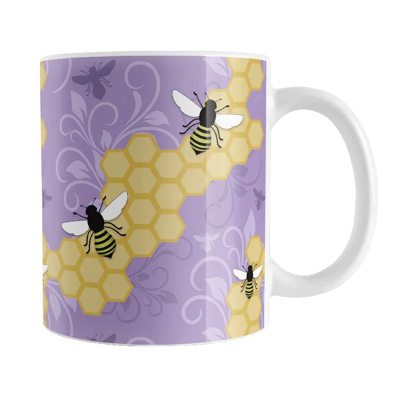 funny ceramic coffee cups -Purple Honeycomb Bee Mug