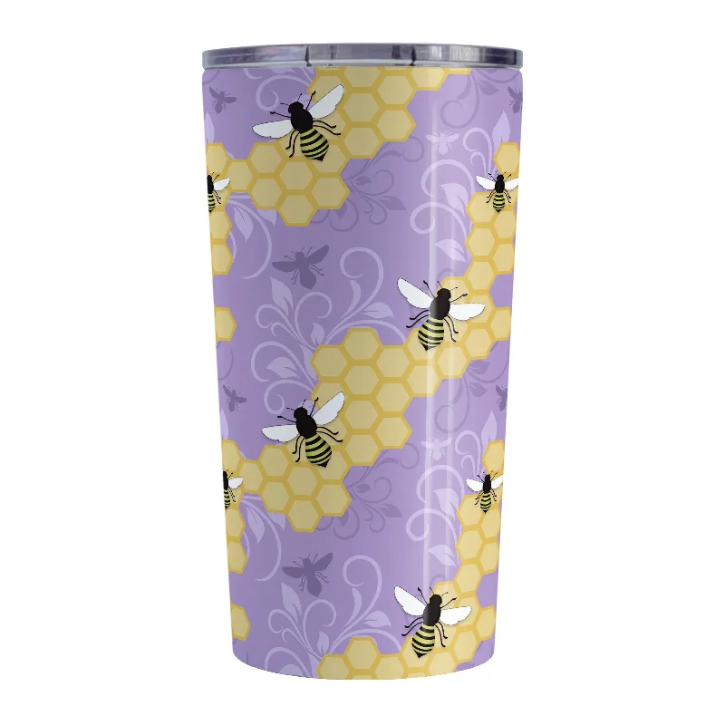 large coffee mugs -Purple Honeycomb Bee Tumbler Cup