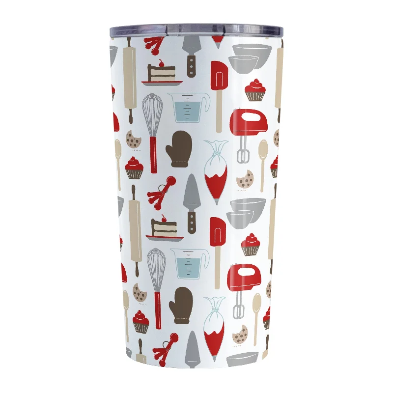 premium ceramic coffee mugs -Red Baking Pattern Tumbler Cup