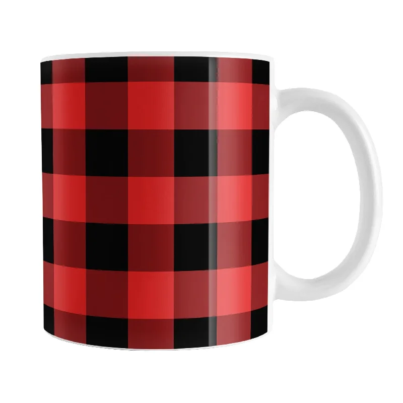 photo print mugs -Red and Black Buffalo Plaid Mug