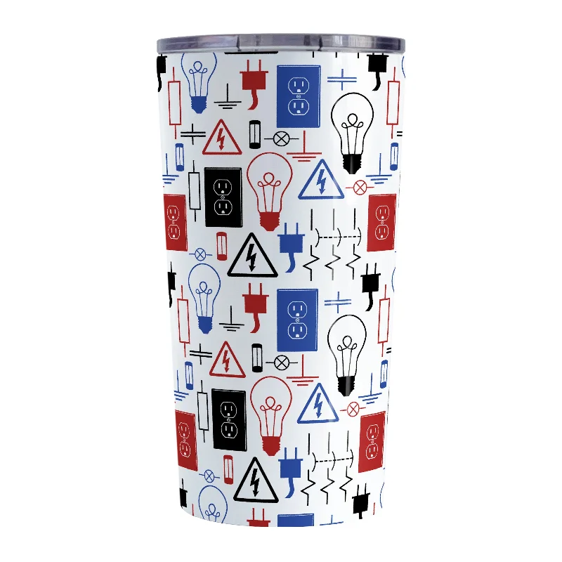 large travel mugs -Red Blue Electrical Electrician Tumbler Cup