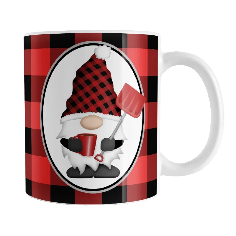 cute mugs for gifts -Red Gnome Buffalo Plaid Mug