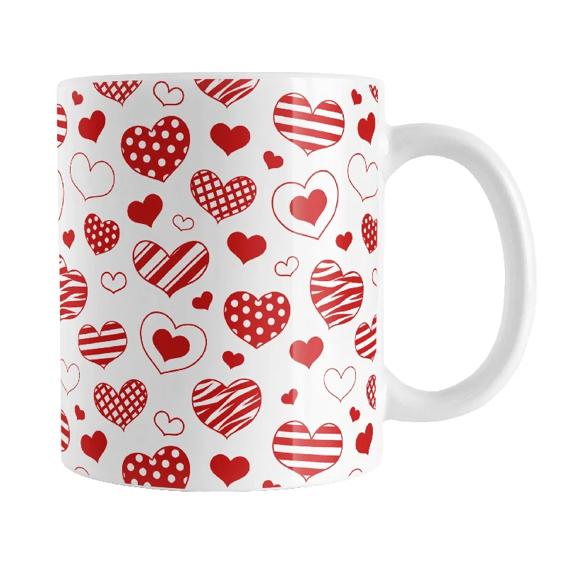 custom insulated travel mugs -Red Heart Doodles Mug